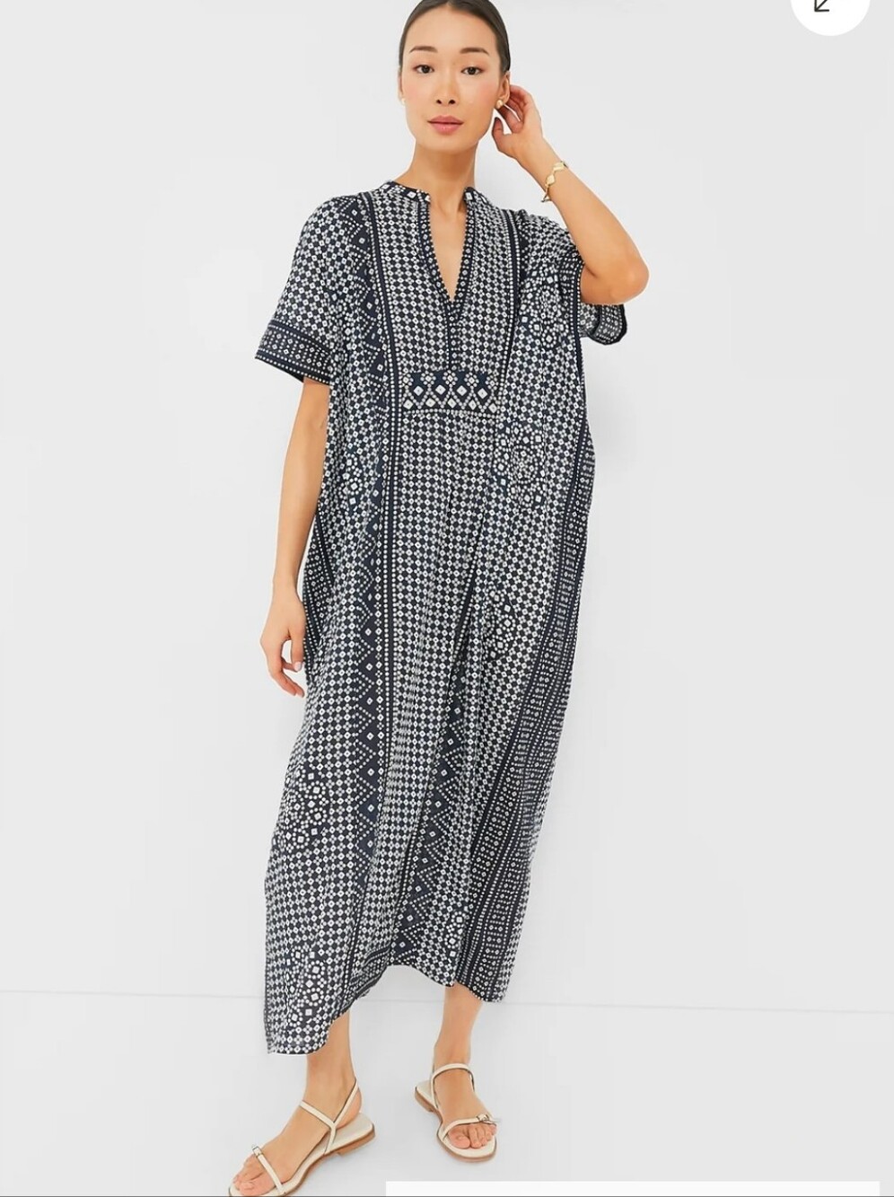 Emerson Frye India Collection Ink Caftan Oranic Cotton Cover Up Love Tomas - Picture 2 of 9